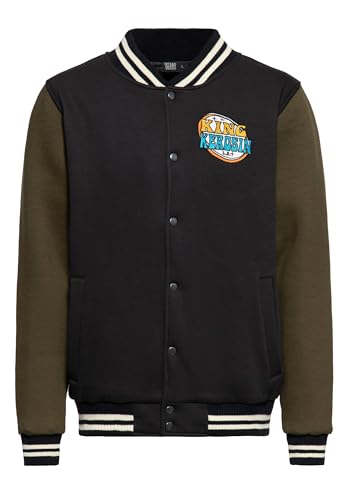 King Kerosin Herren College Jacke Sweatjacke Baseballjacke Innenfutter Vintage Retro Rock 'N' Roll Rockabilly 50S Comic Art Patch Oldtimer Muscle Street Fire von King Kerosin