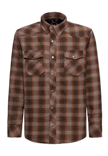 King Kerosin Herren Flanell-Hemd Langarm Regular Fit Holzfäller Karo Checkered Winter Outdoor Vintage Retro Wollhemd von King Kerosin