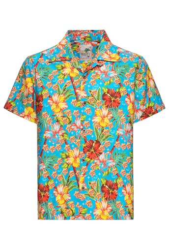 King Kerosin Herren Hawaii Hemd · Hawaiian · Shirt · Tiki · Hula · Tropical · Hibiskus ·floral · Retro · Vintage · Rockabilly · 50s · Kurzarm · Reverskragen · Hula Girl von King Kerosin