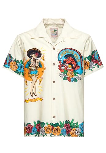 King Kerosin Herren Hawaii Hemd · Hawaiian Shirt · Artwork · Print · Mexico · Pinup · Retro · Vintage · Rockabilly · 50s · Kurzarm · Reverskragen · Biker · Trucker · Acapulco Gold King Kerosin Herren Hawaii Hemd · Hawaiian Shirt · Artwork · Print · Mexico · Pinup · Retro · Vintage · Rockabilly · 50s · Kurzarm · Reverskragen · Biker · Trucker · Acapulco Gold von King Kerosin