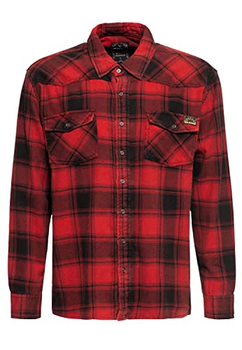 King Kerosin Herren Hemd | Karo | Holzfäller | Lumberjack | Check Shirt | Schwarz | Rot | Langarm | Zeitlos von King Kerosin