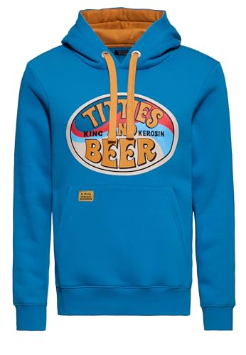 King Kerosin Herren Hoodie Kapuzenpullover Sweatshirt Kapuzensweater Soft Touch Lustige Sprüche Statement Print Vintage Retro Freizeit Sport Titties and Beer von King Kerosin