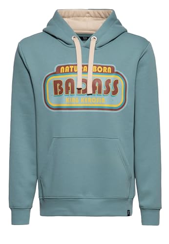 King Kerosin Herren Hoodie Kapuzensweater Kapuzenpullover Kängurutasche Langarm Biker Motorrad Vintage Retro Statement Rebel Humor Natural Born Badass von King Kerosin