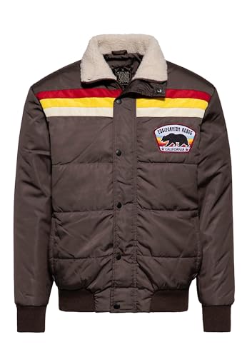 King Kerosin Herren Jacke Winterjacke Ski Jacke Retro 1970 70S Sherpa Teddy Patch California Steppjacke Californian Rebel von King Kerosin