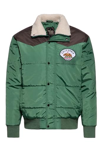 King Kerosin Herren Jacke Winterjacke Ski Jacke Retro 1970 70s Sherpa Teddy Patch California Steppjacke California von King Kerosin