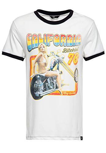 King Kerosin Herren Kontrast Print T-Shirt | Regular Fit | Reine Baumwolle California Bitchin von King Kerosin