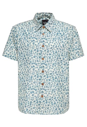 King Kerosin Herren Kurzarm Hemd Business Hemd Freizeithemd Oldschool Sailor-Tattoo Rockabilly Vintage Retro Hemd Sailor von King Kerosin