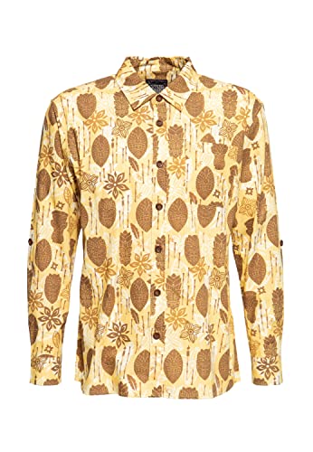 King Kerosin Herren Langarm Hemd Hawaii Hemd Tahiti Hawaii Allover Print Tiki Stil Vintage Retro Bio-Baumwolle Organic Cotton Tahiti von King Kerosin