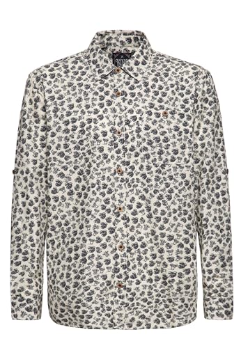 King Kerosin Herren Langarmhemd Freizeithemd V-Twin Motorrad Allover Print Bio-Baumwolle Organic Cotton Büro Freizeit Vintage Retro V2 Motor Biker V-Twin-Engine von King Kerosin