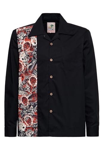 King Kerosin Tropical Hawaiian Style Shirt Rockers Männer Langarmhemd schwarz L von King Kerosin