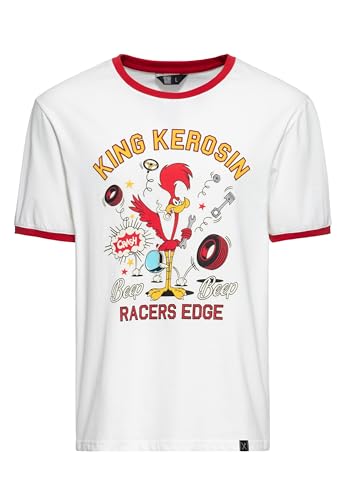 King Kerosin Herren Print T-Shirt | Kurzarm Shirt | Retro Style | Rundhals | Regular Fit | Ringer | Comic | Artwork | Roadrunner | Vintage Beep Beep von King Kerosin