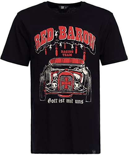 King Kerosin Herren Print T-Shirt Regular Fit Reine Baumwolle Frontprint Gott Ist Mit Uns von King Kerosin