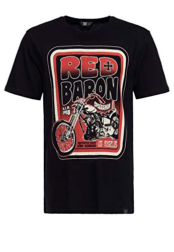 King Kerosin Herren Print T-Shirt | Regular Fit | Reine Baumwolle | Frontprint Red Baron Speedshop von King Kerosin