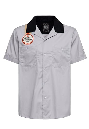 King Kerosin Herren Racing Hemd Kurzarm Vintage Retro 50S 1950S Rockabilly Rock'n'roll Memphis Tennessee Oldtimer Drag Dragster Nitro Top Fuel Rock'n'roll Rebel Kings von King Kerosin