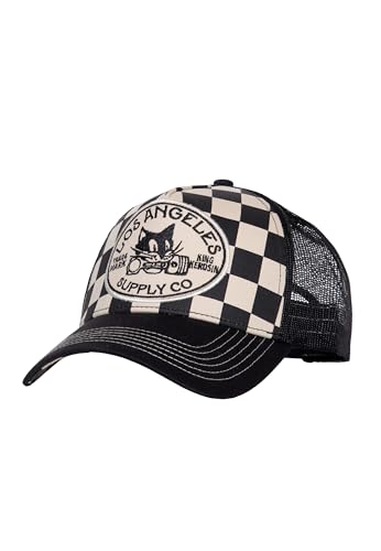 King Kerosin Herren Retro Trucker Cap Mit Dragster Stickerei – Mit Netzrücken, Gebogenem Schirm & Motorsport Statement – Atmungsaktiv Los Angeles Supply Co von King Kerosin