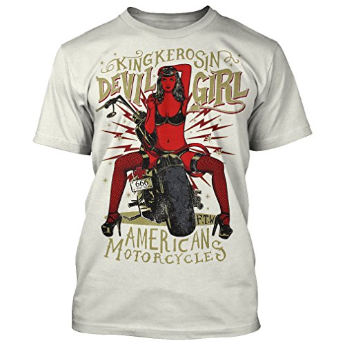 King Kerosin Herren Rockabilly Biker T-Shirt Pin-Up & Chopper - Devil Girl 666 Weiß S von King Kerosin