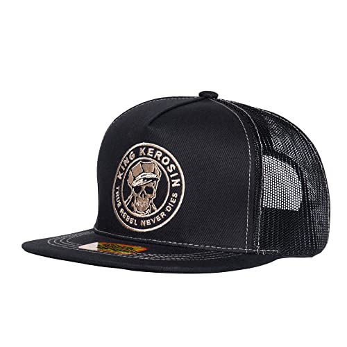 King Kerosin Herren Snapback Cap | Frontstrickerei | Meshcap | Kappe | Vintage | Lochverschluss True Rebel von King Kerosin