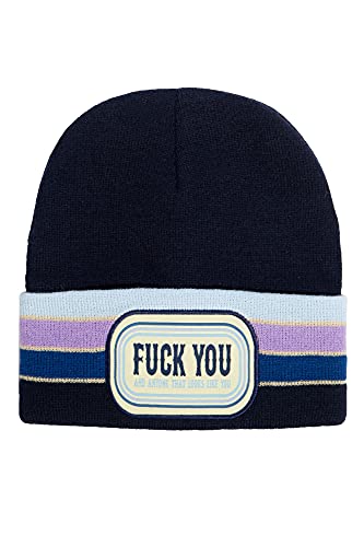 King Kerosin Herren Strickmütze | Stickerei Patch | Statement F**K You von King Kerosin