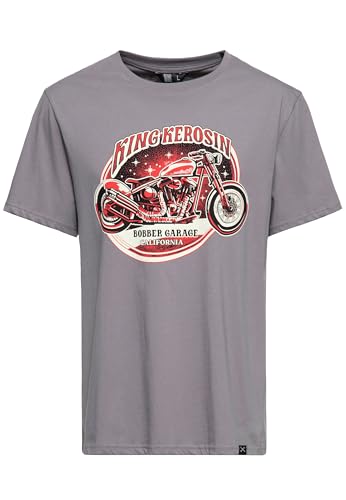 King Kerosin Herren T-Shirt Bobber Biker Motorcycle Retro Regular Fit Vintage California Kurzarm Print-Shirt Rundhals Gerader Armabschluss Bobber Garage von King Kerosin