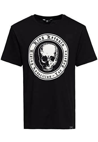 King Kerosin Herren T-Shirt | Classic Shirt | Fotoprint | Frontprint | Casual | Motorcycle | Rundhalsausschnitt | Skull Riding Assocition von King Kerosin