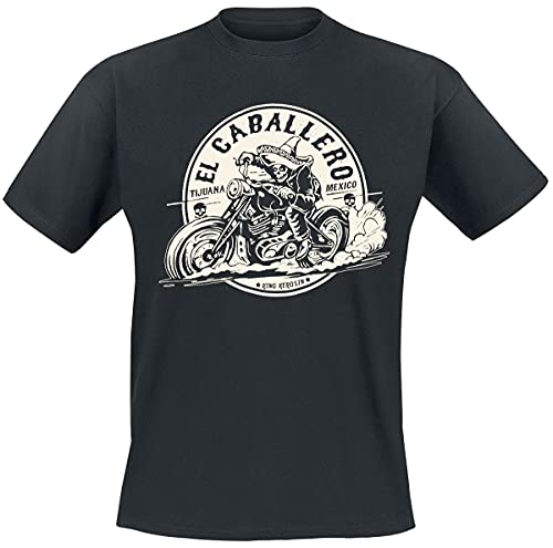 King Kerosin Herren T-Shirt EL Caballero Print Rundhals Kurzarm Regular Fit EL Caballero, schwarz, l von King Kerosin