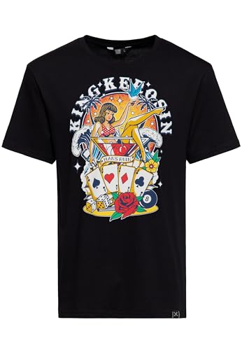 King Kerosin Herren T-Shirt Las Vegas · Pinup · Rockabilly · Regular Fit · Print · Artwork · Shirt · Retro · Vintage · Herrenshirt · Kurzarm · Rundhals · 50s · Man's Ruin von King Kerosin