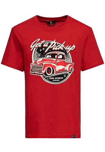 King Kerosin Herren T-Shirt Print Shirt Kurzarm Rundhals Regular Fit Vintage Pick-Up Car Retro Us Oldtimer 50S 60S Kult Rockabilly Get A Pick-Up von King Kerosin