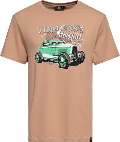 King Kerosin Herren T-Shirt Rockabilly Hot Rod 50S Regular Fit Front-Print Retro Vintage Reine Baumwolle Rock'n'roll Hotrod Service von King Kerosin