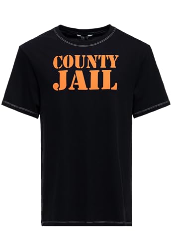 King Kerosin Herren T-Shirt Statement Jail Prisoner Kurzarm Beidseitig Vorder- Und Rückseite Regular Fit Print Vintage Retro Biker County Jail von King Kerosin