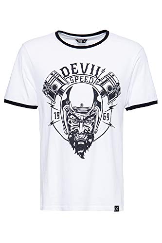 King Kerosin Herren T-Shirt Vinatge Ringer Optik Speed Devil Rundhals Kurzarm Regular Fit Speed Devil von King Kerosin