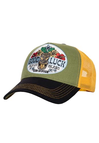 King Kerosin Herren Trucker Cap · Kappe · Frontstickerei · Netz · Hawaii-Look · Tiki · Mesh · Snapback · Vintage · Retro · Logopatch · Aloha · 50s · Rockabilly · Good Luck King Kerosin Herren Trucker Cap · Kappe · Frontstickerei · Netz · Hawaii-Look · Tiki · Mesh · Snapback · Vintage · Retro · Logopatch · Aloha · 50s · Rockabilly · Good Luck von King Kerosin