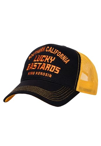 King Kerosin Herren Trucker Cap · Kappe · Mesh · Netz · Snapback · California Racing · Vintage · Retro · Biker · Motorrad · Stickerei · Lucky Bastards von King Kerosin