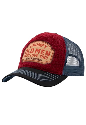King Kerosin Herren Trucker Cap · Mit Kuscheliger Teddyfront · Kappe · Snapback · Mit Mesheinsatz · Vintage · Retro · Grumpy Old Men Need Love Too von King Kerosin