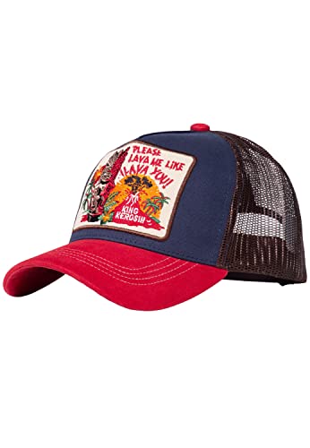 King Kerosin Herren Trucker Cap Baseballcap Aus Baumwolle Meshcap Snapback Mit Netz Kappe Curved Brim All Season Lawa Me von King Kerosin
