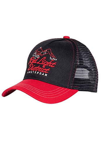 King Kerosin Herren Trucker Cap Baseballcap Aus Baumwolle Meshcap Snapback Mit Netz Kappe Curved Brim Red Light District von King Kerosin