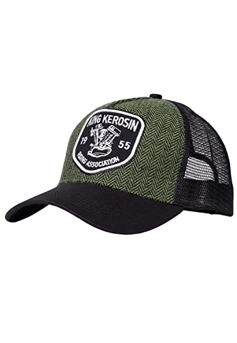 King Kerosin Herren Trucker Cap | Bikercap| Meshkappe| Karofront| Truckerkappe | Kariert |Caps | Fischgrad-Design Riding Association von King Kerosin