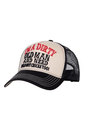 King Kerosin Herren Trucker Cap Mit Lustigem Statement – Snapback Im Retro Vintage Design Mit Stickerei, Mesh-Einsatz, Gebogenem Schirm – Atmungsaktiv & Verstellbar Dirty Old Man von King Kerosin