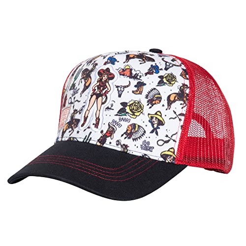 King Kerosin Herren Trucker Cap Texanischer Frontpatch Stickerei Mesheinsatz Snapback-Verschluss Go West Texas von King Kerosin