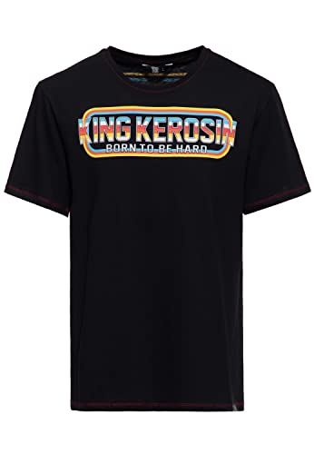 King Kerosin Herren Vintage Retro T-Shirt | Kurzarm Shirt | Basic Shirt | Regular Fit | Front-Print | Rockabilly Ride Or Die von King Kerosin