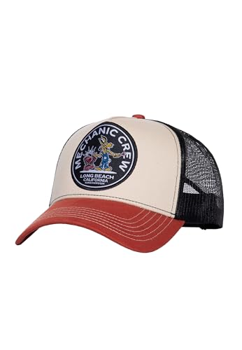 King Kerosin Herren Vintage Trucker Cap Mit Comic Frontpatch – Im Us Garage Design Mit Netzrücken, Gebogenem Schild & Statement Stickerei – Motorrad Workwear Look Mechanic Crew von King Kerosin
