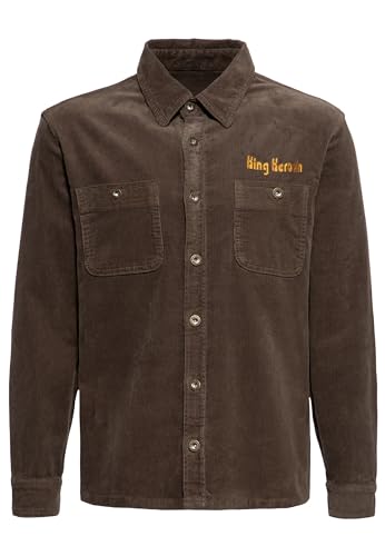 King Kerosin Herren Workwear Hemd Worker Hemd Langarmhemd Cordhemd Cord Biker 50S Rock'n'roll Rockabilly Motorrad Elastan Baumwolle Split The Road von King Kerosin
