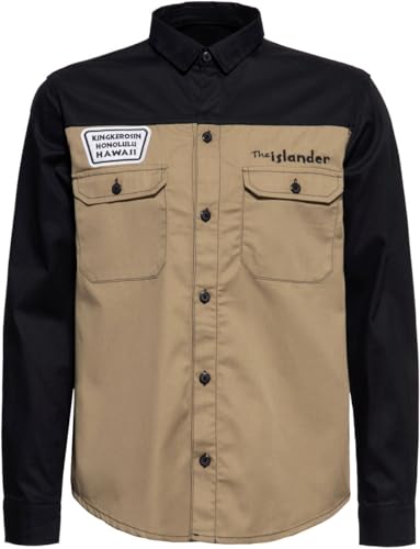 King Kerosin The Islander Worker Shirt Männer Langarmhemd schwarz/beige 5XL von King Kerosin