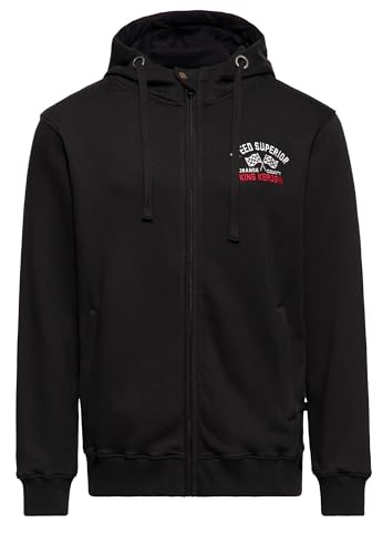 King Kerosin Herren Zip Hoodie Kapuzenjacke Sweatjacke Hooded Sweat-Jacket Patch Stickerei Vintage Retro California Speed Superior von King Kerosin
