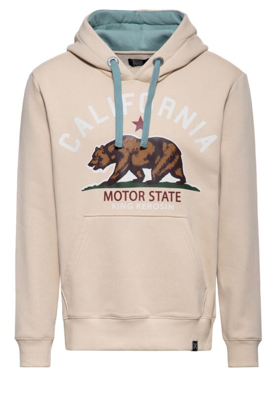King Kerosin Kapuzenpullover - California Motor State - S bis L - für Männer - Größe S - beige von King Kerosin