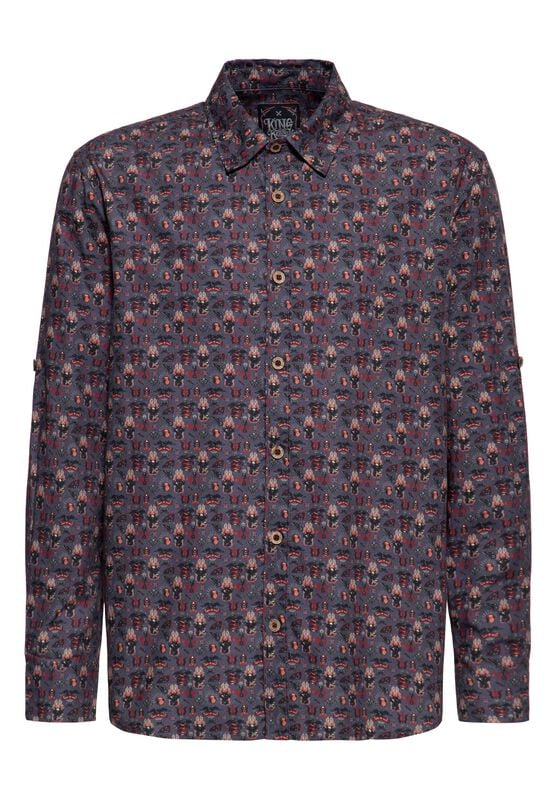 King Kerosin Kustom Kulture Longsleeve Business Shirt Langarmhemd grau in 4XL von King Kerosin