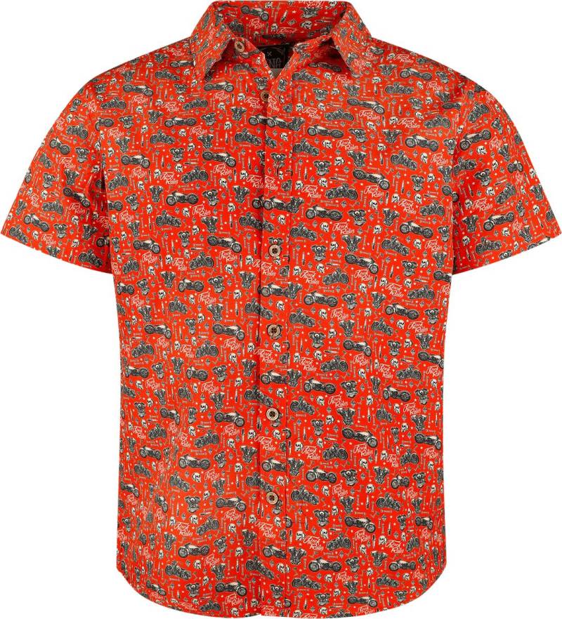 King Kerosin LA Motor Soul Shirt Kurzarmhemd rot in XXL von King Kerosin