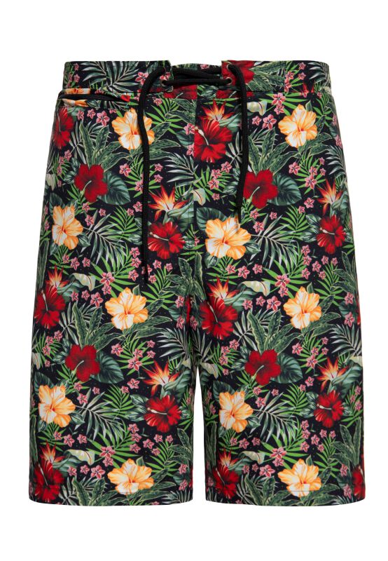 King Kerosin - Rockabilly Badeshort - Hawaiian Style Swim Shorts - S bis 3XL - für Männer - Größe S - schwarz von King Kerosin