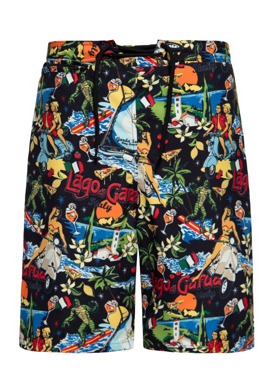 King Kerosin - Rockabilly Badeshort - Lake Garda Swim Shorts - S bis 3XL - für Männer - Größe S - schwarz von King Kerosin