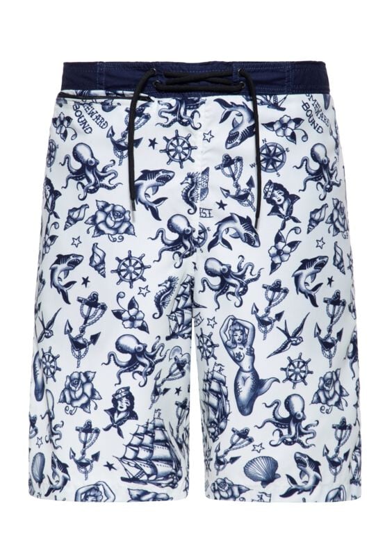 King Kerosin - Rockabilly Badeshort - Swimming Trunks - S bis XL - für Männer - Größe XL - altweiß von King Kerosin