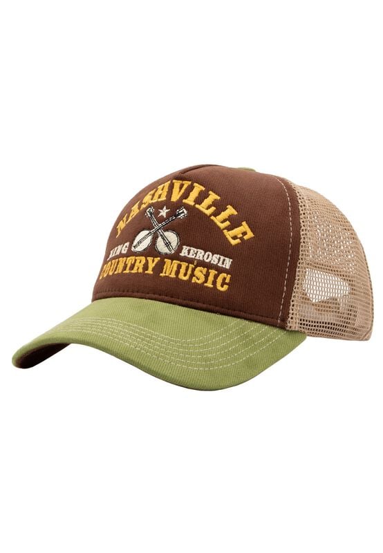 King Kerosin - Rockabilly Cap - Nashville Trucker Cap - für Damen - braun/grün von King Kerosin